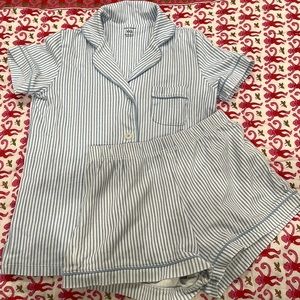 Roller rabbit blue striped polo pajamas in size xxs | Excellent Condition